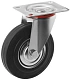 Промышленное колесо, диаметр 125мм, крепление - поворотная площадка, черная резина, роликовый подшипник - SC 55